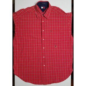 Tommy Hilfiger Long Sleeve Button Up Red Gingham Check Cotton Shirt Men's XL